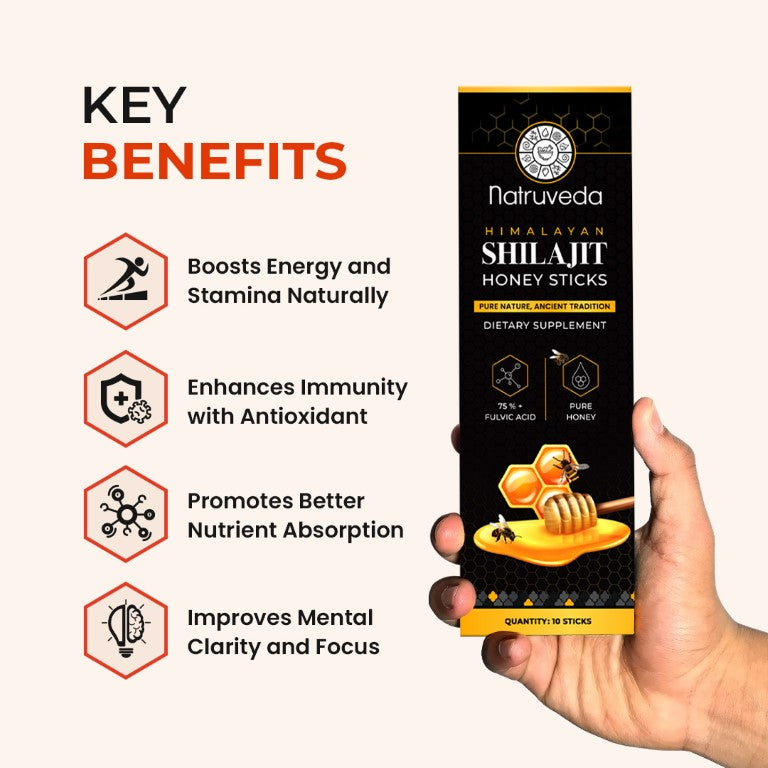 Shilajit Honey Sticks –  Pure Himalayan Shilajit Resin Infused with Natural Honey